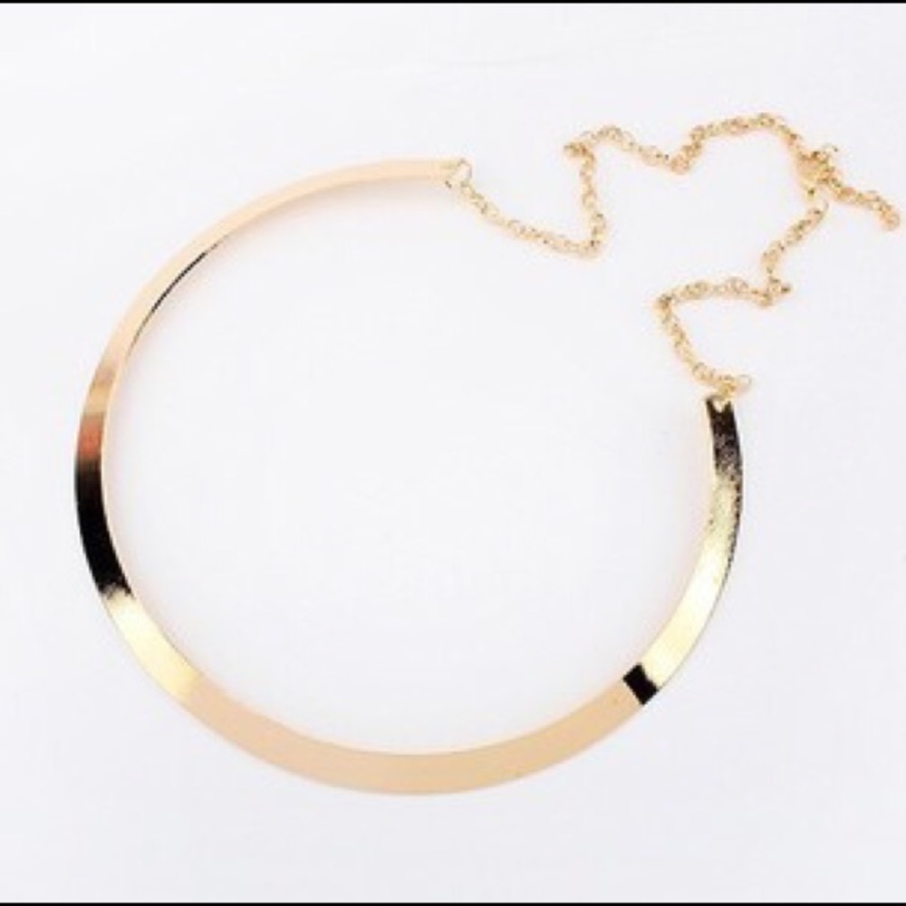 Gold Plated Choker Necklace Metal Bib Statement pc